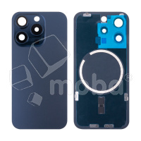 Задняя крышка для iPhone 15 Pro (A3102) в сборе со стеклом камеры Синий (стекло, монолит, MagSafe, логотип) - Премиум купить по цене производителя Москва | Moba