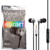 Гарнитура "3,5 мм" Jack Remax RM-512 (вакуумные) Черный