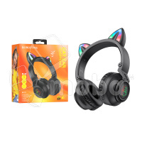 Беспроводные наушники Bluetooth Borofone BO18 Cat Ear (накладные, кошачьи ушки) Черный