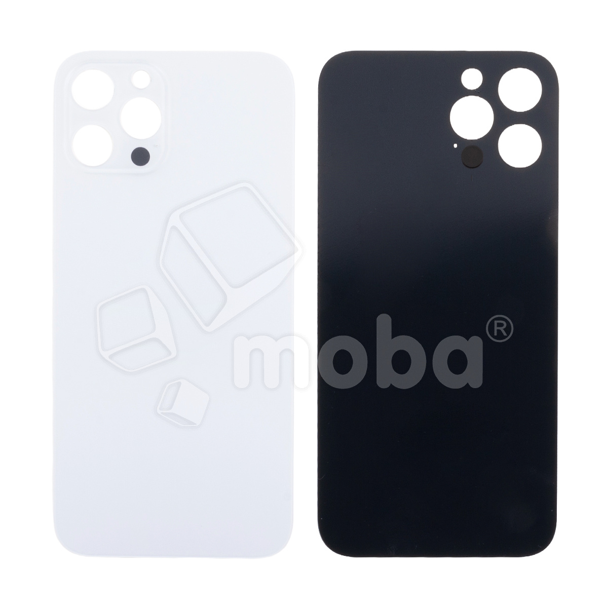 Задняя крышка для iPhone 12 Pro Max (A2411) Белый (стекло, узкий вырез под камеру, логотип) - Премиум