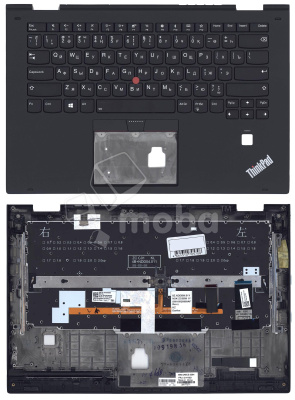 Клавиатура для ноутбука Lenovo Thinkpad Yoga X1 2nd Gen 2017  черная с подсветкой топ-панель