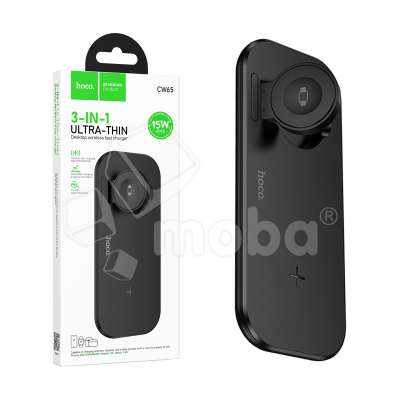 Беспроводное зарядное устройство Hoco CW65 (для смартфона + гарнитуры + iWatch) Черный