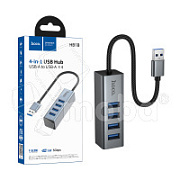 Адаптер USB + 4xUSB 3.0 Hoco HB1B Серый