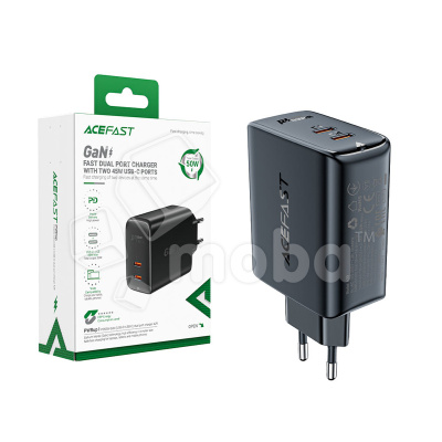 Сетевое зарядное устройство Type-C Acefast A29 (50W, PD, 2 порта, GaN) Черный