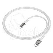 Кабель Type-C - Lightning Hoco U111 (3A, 27W, PD, оплетка нейлон, 1,2 м) Серый