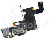 Шлейф для iPhone 6 на системный разъем/разъем гарнитуры/микрофон Серый