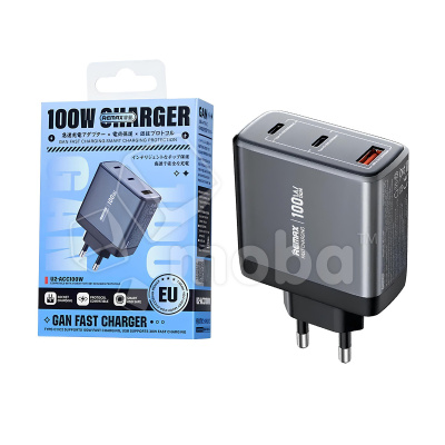 Сетевое зарядное устройство USB/Type-C Remax U2-ACC (100W, QC3.0, PD, 3 порта, GaN) Серебро
