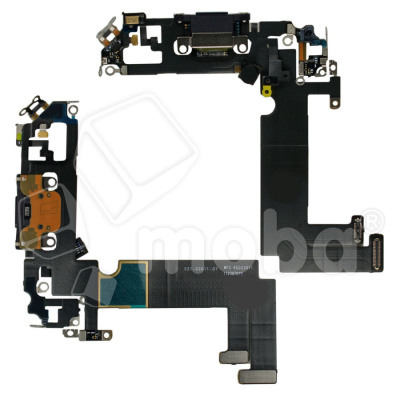Шлейф для iPhone 12 mini (A2399) на системный разъем/микрофон Черный - Премиум