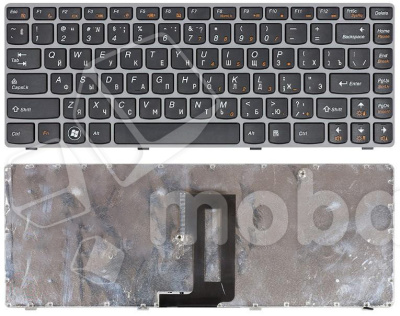 Клавиатура для ноутбука Lenovo IdeaPad Z450 Z460 Z460A Z460G черная с серой рамкой