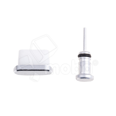 Заглушка разъема Type-C/"3,5 мм" Jack (пылезащитная) Серебро