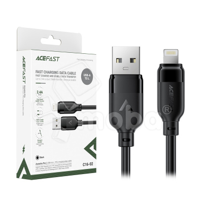Кабель USB - Lightning Acefast C16-02 (2.4A, 1.2 м) Черный