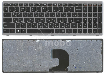 Клавиатура для ноутбука Lenovo IdeaPad Z500 черная с серой рамкой