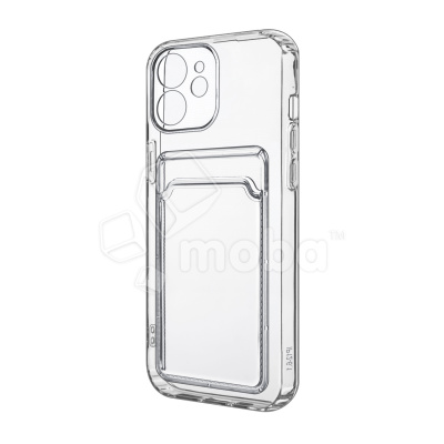 Чехол-накладка для iPhone 12 mini (с защитой камеры, карманом для карт, прозрачный)