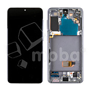 Дисплей для Samsung Galaxy S21 (G991B) модуль с рамкой Серый - Сервисный Оригинал