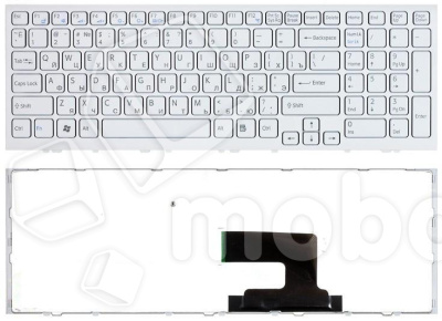 Клавиатура для ноутбука Sony Vaio VPC-EH VPCEH белая с белой рамкой